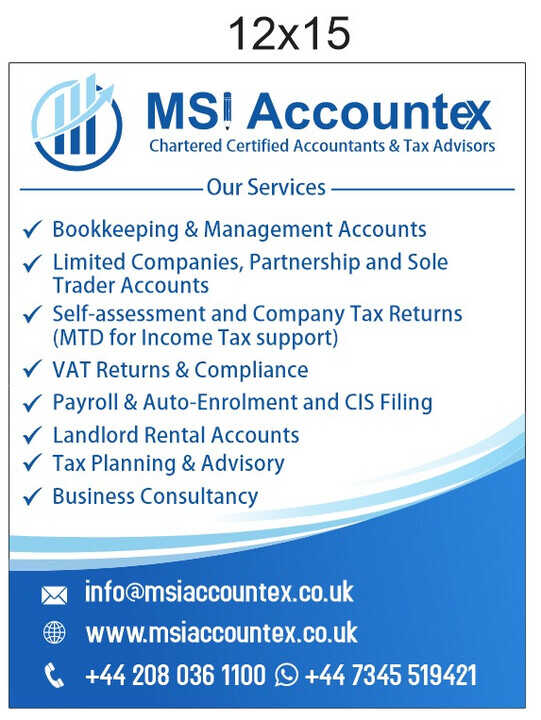 Expert Accountants & Tax Advisors for UK Businesses | Free Initial Consultation - MSI Accountex Ltd, a Firm of Chartered Certified Accountants and Tax Advisors